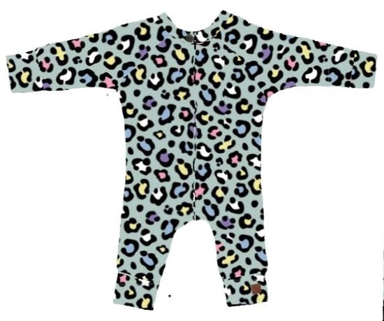 Onesie  panter mint met roesje