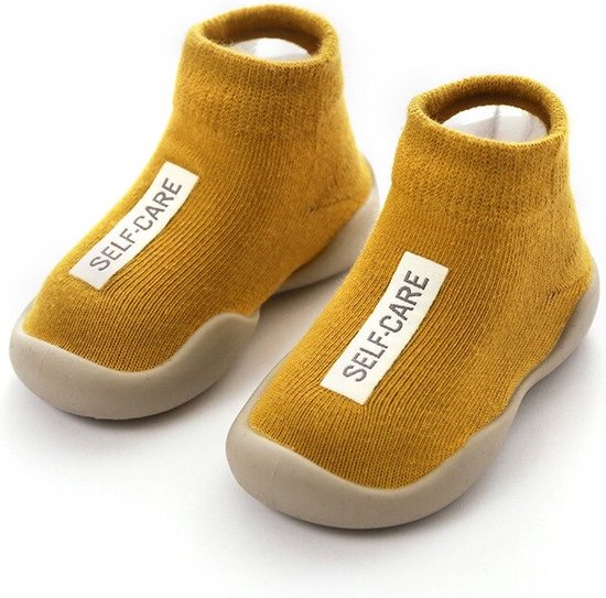 Chaussons bébé antidérapants - premières chaussures de marche - Layette bébé complète - pointure 22,5 - 12-18 mois - 13,5 cm - jaune