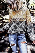 Trui Sweater Dames met col - Geometrische Print - Tabo - Maat S