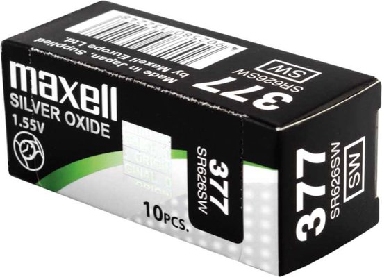 MAXELL 377 / SR626SW zilveroxide knoopcel horlogebatterij 10 (tien) stuks
