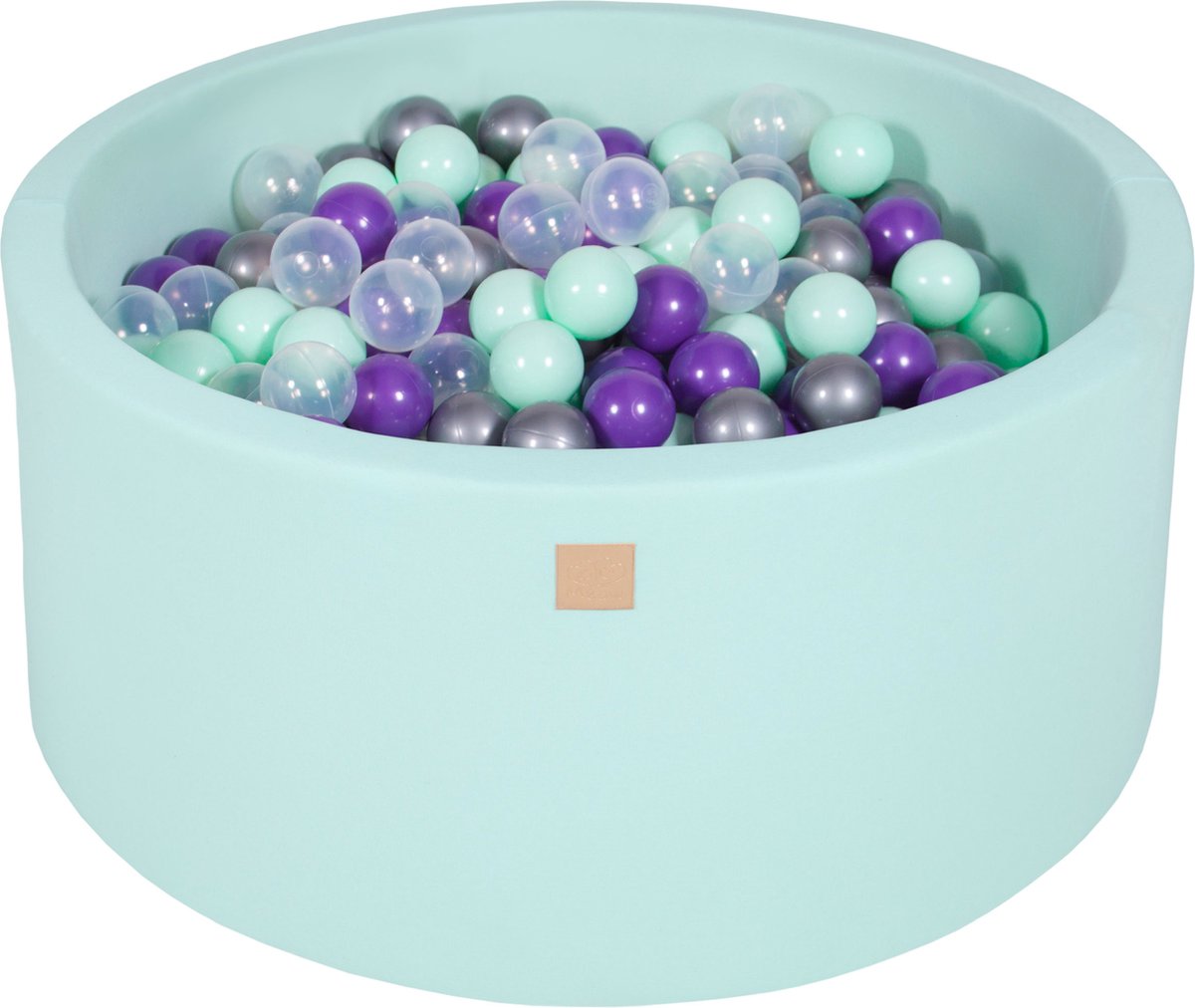 Ballenbak KATOEN Mint - 90x40 incl. 300 ballen - Mint, Transparant, Zilver, Violet