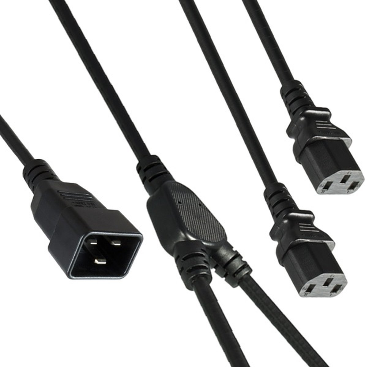 2x C13 - C20 Y-stroomkabel - 1,20m + 2x 0,80m - 3x 1,50mm / zwart - 2 meter