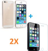 Soft TPU Transparant hoesje Silicone Case + 2 stuks Glas Screenprotector -  Geschikt voor: iPhone 5 5S