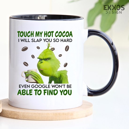 Tasse Grinch touch my cocao - Décorations de Noël de Noël - Cadeau de Noël - Cadeau amusant - Glaçage au Thee - Tasses - Cadeau pour mari - Cadeau pour femme - Cadeaux de la Saint-Valentin - Tasses à café