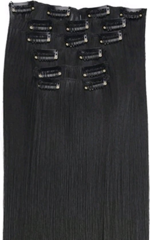 Haarextensions 55cm lang zwart stijl met clip