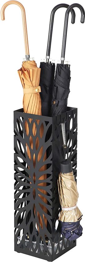 Porte-parapluie - noir - métal - 15,5x15,5x49 cm