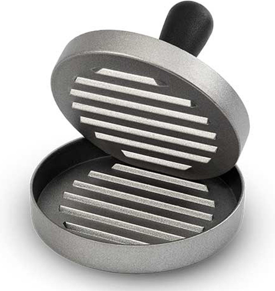 Michelino Hamburgerpers - Antiaanbaklaag - RVS materiaal - Zilver