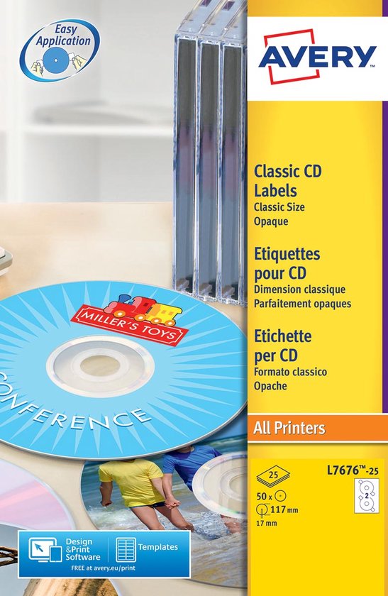 Etiketten Avery Zweckform L7676, CD/DVD, SuperSize, weiss, Pk. à 50 Stk Etiketten Avery Zweckform L7676, CD/DVD, SuperSize, weiss, Pk. à 50 Stk