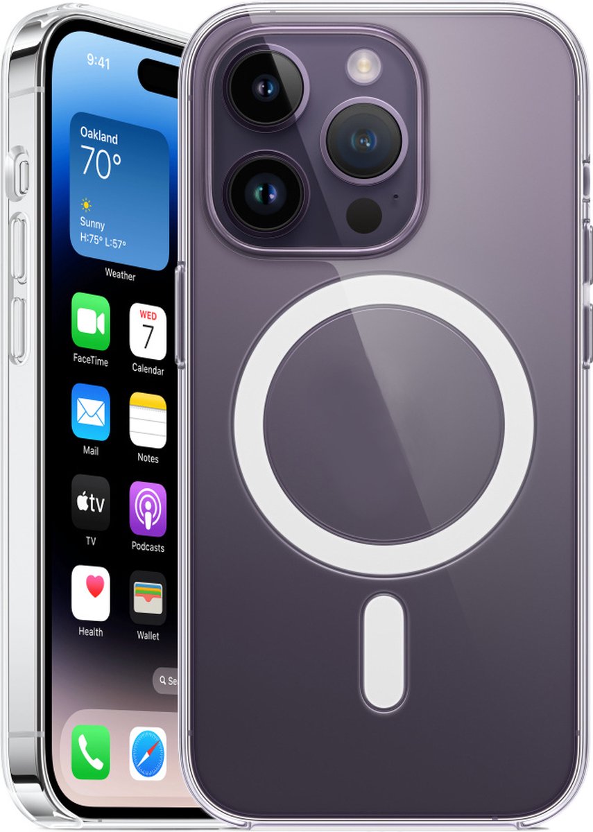 iPhone 14 Pro Max hoesje met MagSafe – Transparant - voor Apple Oplader - Doorzichtig