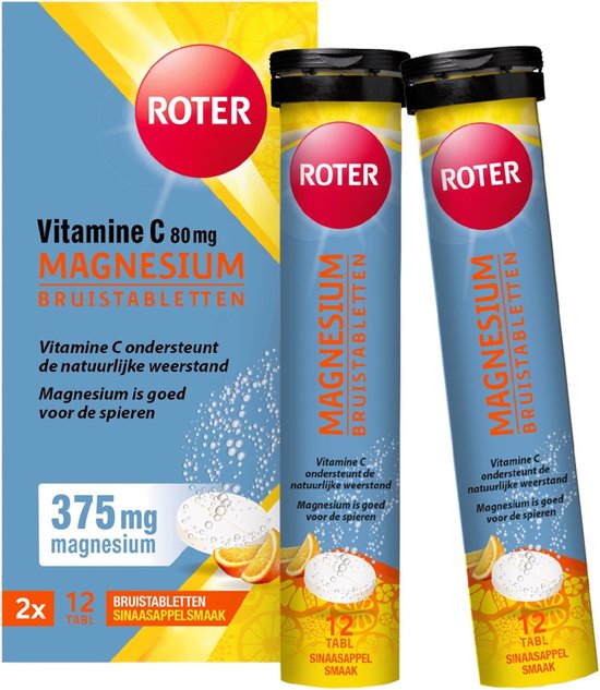 Foto: Roter vitamine c 80mg magnesium 375mg magnesium is goed voor de spieren vitamine c ondersteunt de natuurlijke weerstand 24 bruistabletten