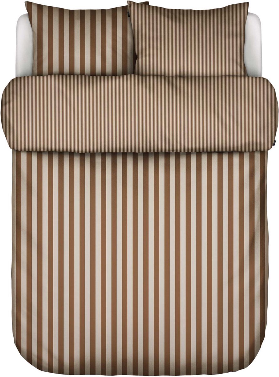 MARC O'POLO Classic Stripe Dekbedovertrek Toffee Brown - Lits-Jumeaux - 240x200/220 cm