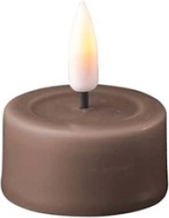 Luxe LED kaars - Mocca LED Tealight Candle 4,1 x 4,5 cm (2 pcs.) - net een echte kaars! Deluxe Homeart