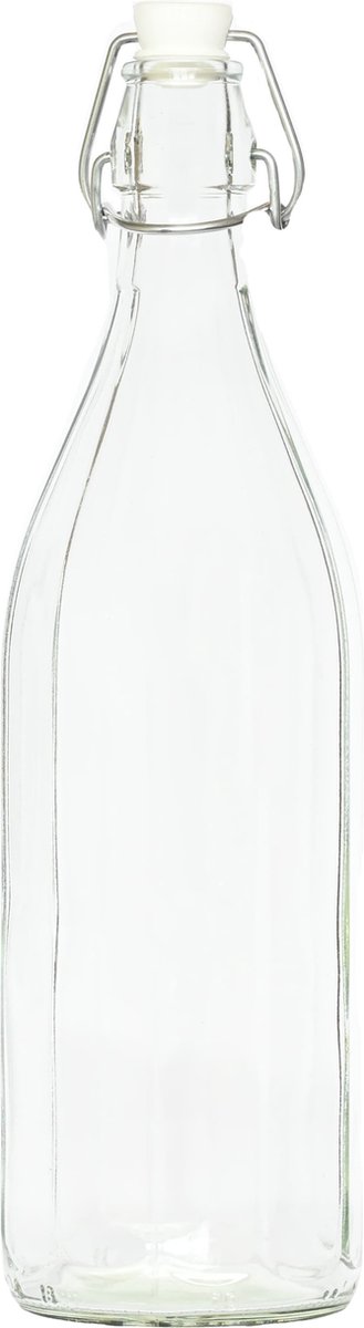 Glazen beugelfles | waterfles glas | beugelfles 1 liter | met beugelsluiting
