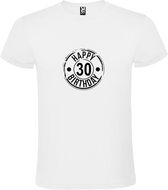 Wit T-Shirt met “ Happy Birthday 30 “ print  Zwart Size M