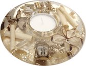 Waxinelichthouder Chakra in Boho stijl - Theelichthouder - glas - Ufo - 12 cm diameter - 5 cm hoog
