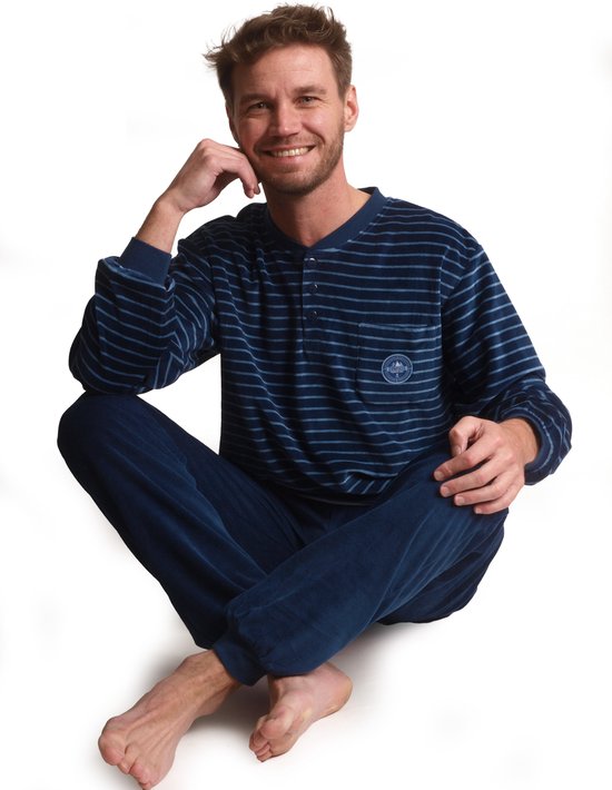 Outfitter/Cocodream Heren pyjama blauw alpin velours -Large | bol.com