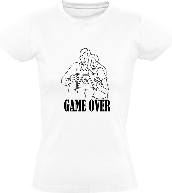 GAME OVER Dames t-Shirt | Zwanger | Zwangerschap | Bekend maken | Aankondiging | Baby |  Shirt