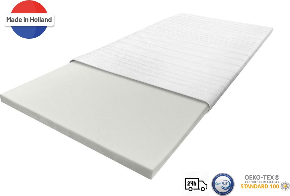 Nirwana Bedden Nirwana Topper Matras 120x190 Traagschuim - 7 cm dik - Topdekmatras - Extra Comfort Wit