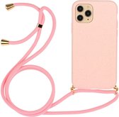 Hoesje met Koord Geschikt voor de Apple iPhone 14 Pro Max | Back Cover met Ketting | Flexibel TPU | Ideaal voor Festival / Vakantie | Roze