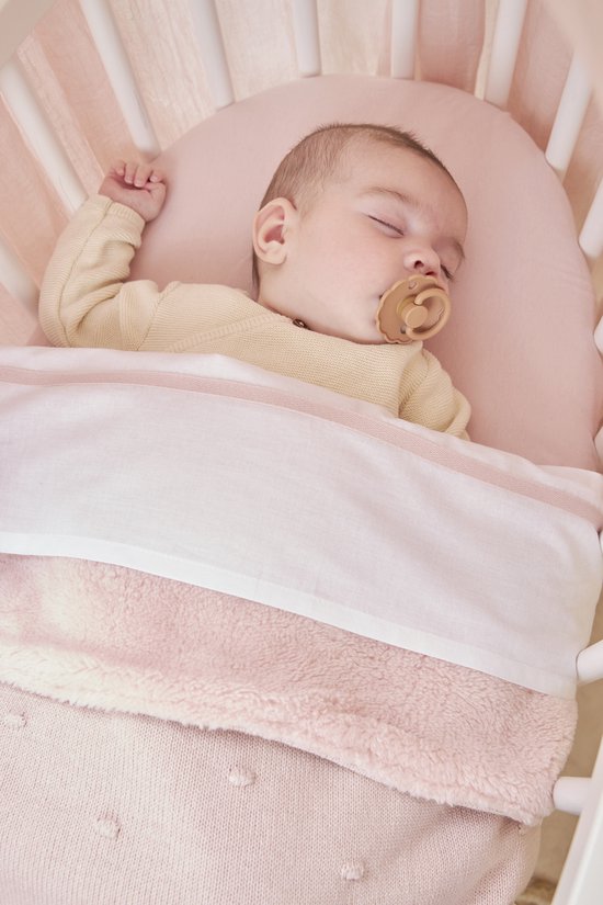 Meyco Baby Mini Knots teddy wiegdeken - soft pink - 75x100cm - 2.0 TOG van Meyco — afbeelding 3