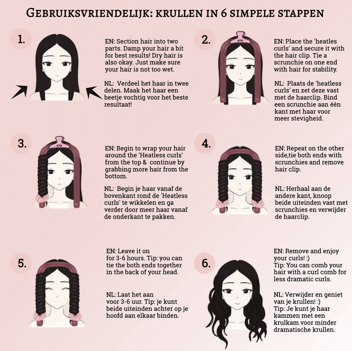 Beyeza Haar Rollers - Heatless Curls - Krulspelden - Haarrollers - Haarkruller
