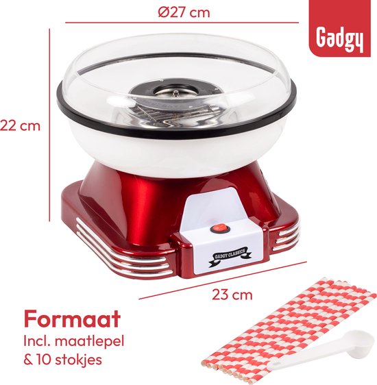 Gadgy Suikerspinmachine Retro, met 10 Stokjes en Maatlepel - Suikerspinmakers - Snoep - Kinderfeestje - Suikerspin Suiker - Cotton Candy — afbeelding 4