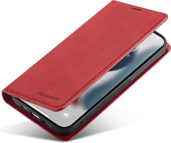 Coque iPhone 14 Apple | Bookcase en cuir de haute qualité | Porte-monnaie | Rouge