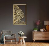 Unieke Handgemaakte Vrouwelijk Silhouet, Wanddecoratie, Kunst met 3D effect 70x44cm Goud