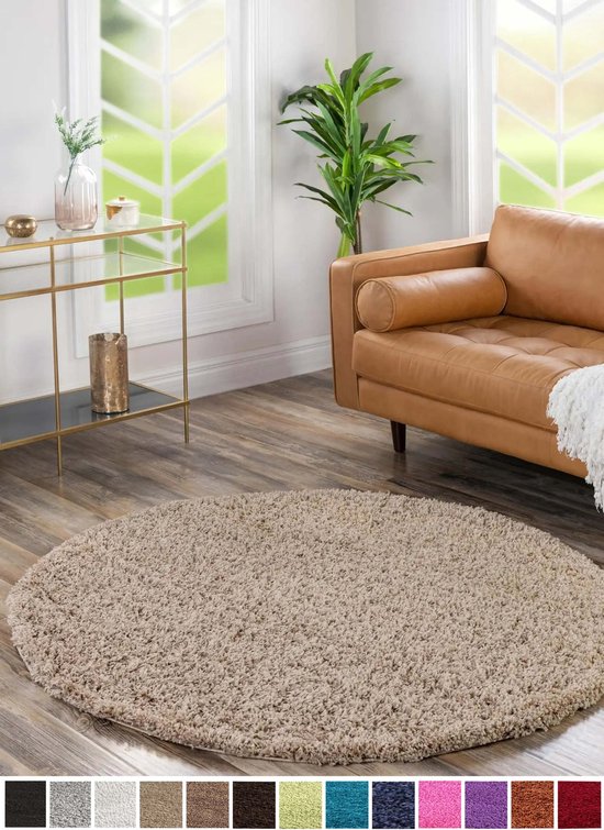 Tapis rond beige Candy Shaggy 160 X 160 CM