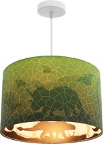 Olucia Dino - Moderne Kinderkamer hanglamp - Stof - Groen - Cilinder - 30 cm