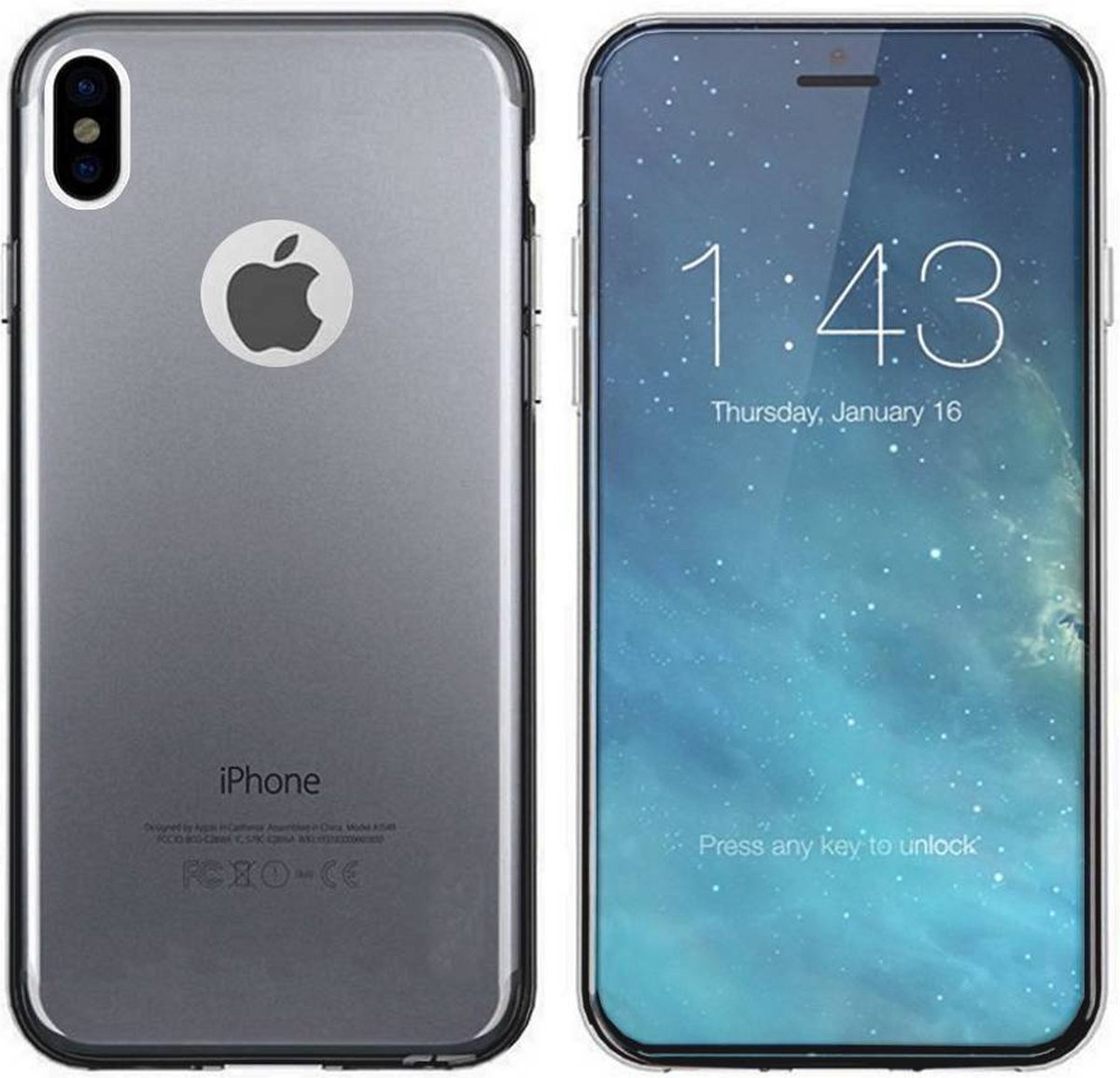 Shock Proof Case - Telefoonhoesje - Doorzichtig Hoesje voor Apple iPhone X/Xs - Transparant Zwart