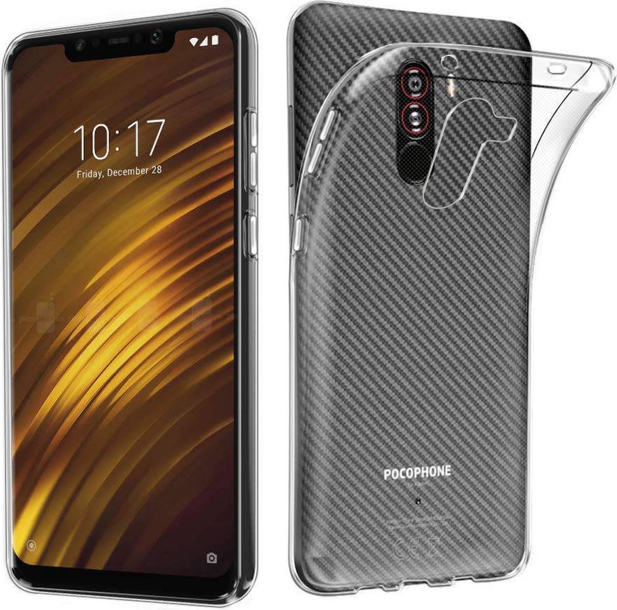 Shock Proof Case - Telefoonhoesje - Doorzichtig Hoesje voor Xiaomi Pocophone F1 - Transparant Wit