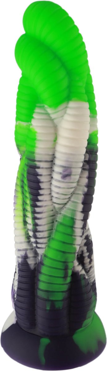 Goedkoopste Fantasy Dildo Rattan KlicLok en Zuignap 24 CM Groen