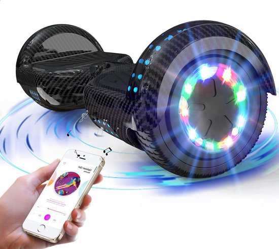 Hoverboard SISIGAD Avec Lumières LED Et Roues Clignotantes, Bluetooth, Auto-équilibrant, 6.5 Pouces, Idéal Enfants Adultes