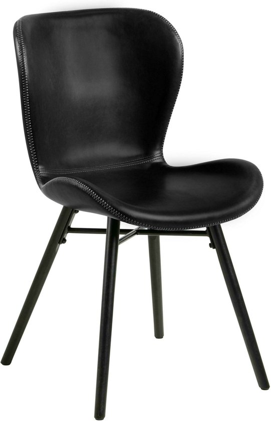 Set de 2 chaises de salle à manger Bali simili cuir noir. | bol