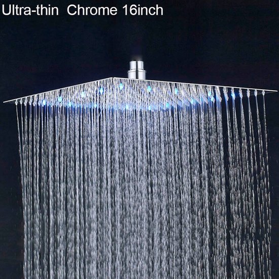 Pomme De Douche Carrée Effet Pluie - Acier Inoxydable Chromé, 50x50 Cm, Buses En Silicone Anti-calcaire