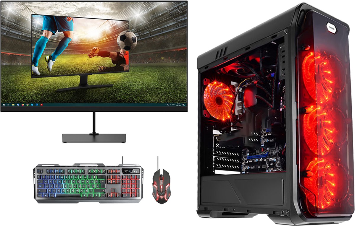 omiXimo - AMD Ryzen 5 - GTX1650 - Gaming Set - 24" Gaming Monitor - Keyboard - Muis - Game PC met monitor - Complete Gaming Setup - 16 GB Ram - 240 GB SSD - LC988B