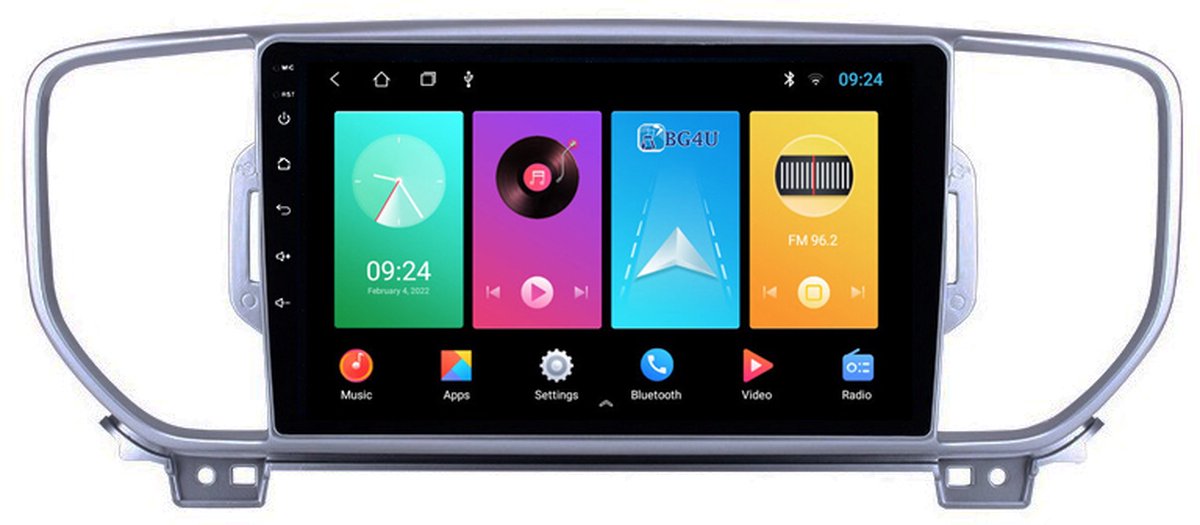 BG4U - Navigatie radio Kia Sportage 2016-2018, Android OS, Apple Carplay, 9 inch scherm, Canbus, GPS, Wifi, OBD2, Bluetooth, 3G/4G