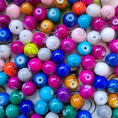 Perles- Fabrication de Bijoux -1050 Perles de verre - 6-7 mm-Idéal comme cadeau de Noël ou de Sinterklaas
