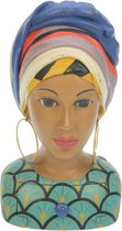 Afrikaanse vrouw/oorbellen met lade 14x16x24cm