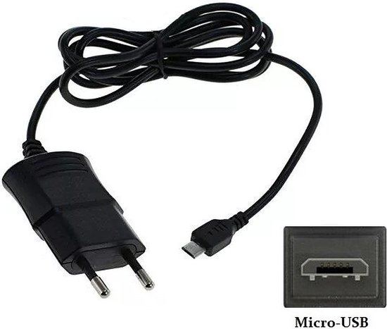 1.0A Micro USB lader met vaste kabel. 1 m lang snoer. Oplader adapter past  op o.a.... | bol