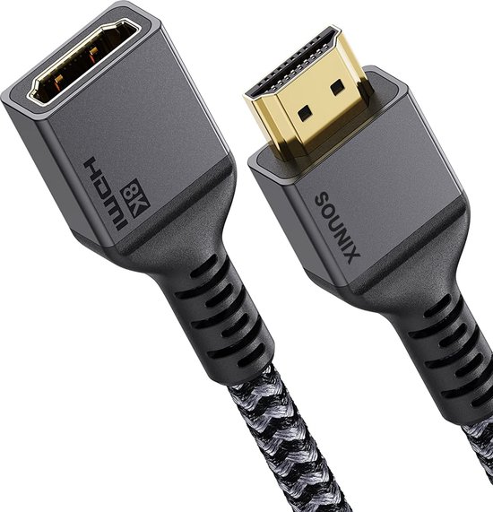 Sounix HDMI verlengkabel - 8K 60hz HDMI 2.1 kabel - - 1 meter Zwart | bol.com
