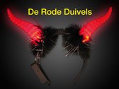 Haarband-Diadeem Rode Duivel-Geiten Hoorn Halloween-Led Licht Rood-Rode Duivels