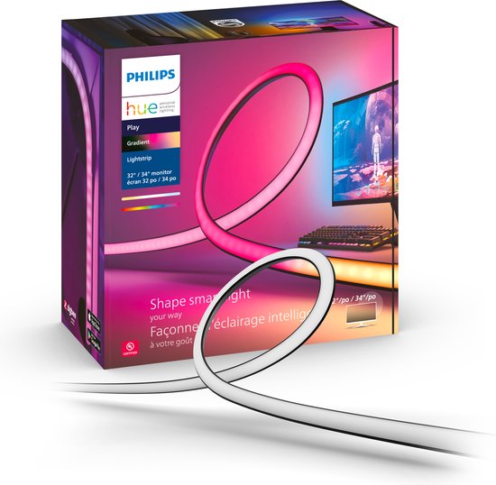 Philips Hue Play gradient lightstrip pour PC, Eclairage intelligent par bande, Bluetooth, Noir, Silicone, Variable, 2000 K