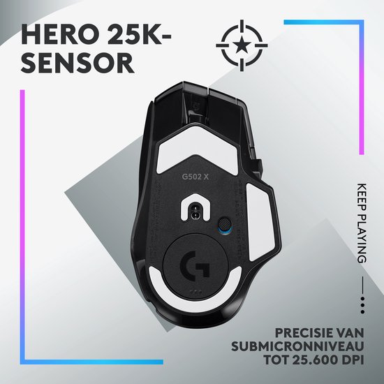 Logitech G502 X Plus - Draadloze Gaming Muis - Rechtshandig - Optisch - RGB - Zwart