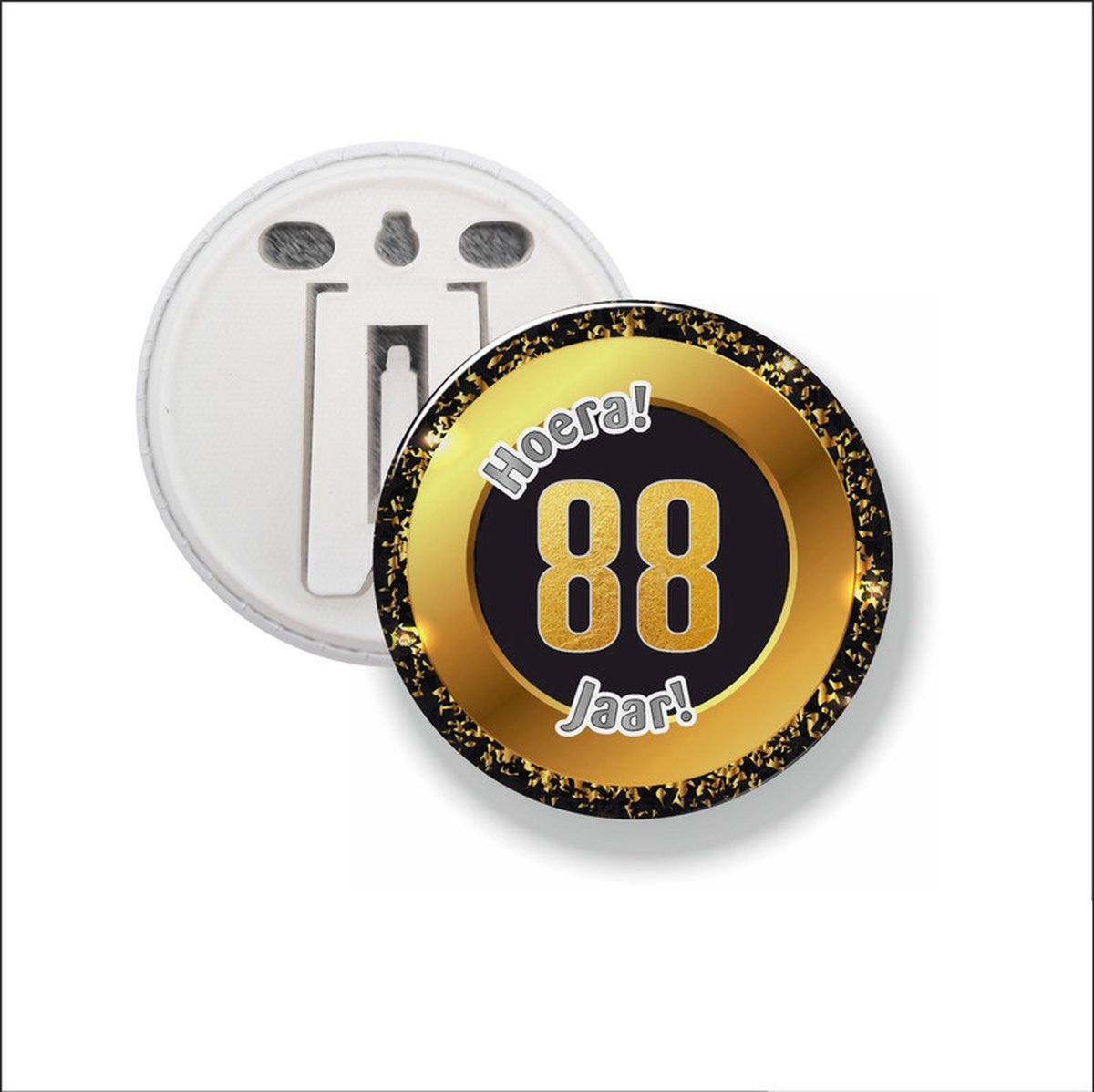 Button Met Clip 58 MM - Hoera 88 Jaar