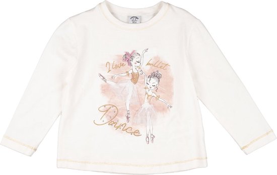 Longsleeve - t-shirt lange mouw - meisjes - wit - dancing - maat 146/152