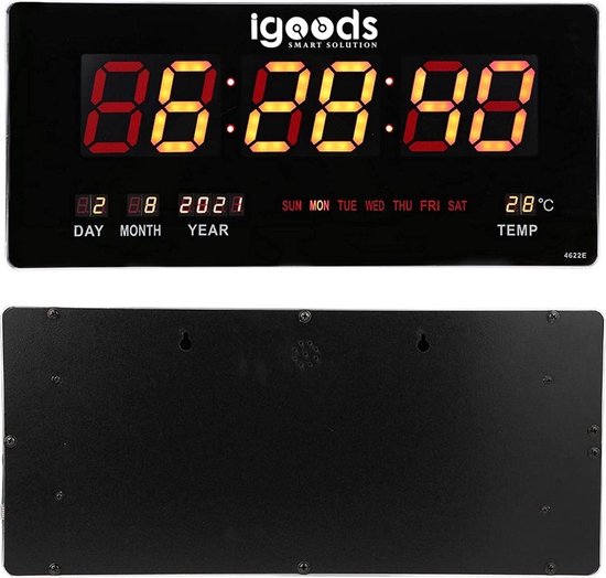 Horloge calendrier à LED IMTEX, horloge numérique à LED, horloge murale à  calendrier... | bol.com