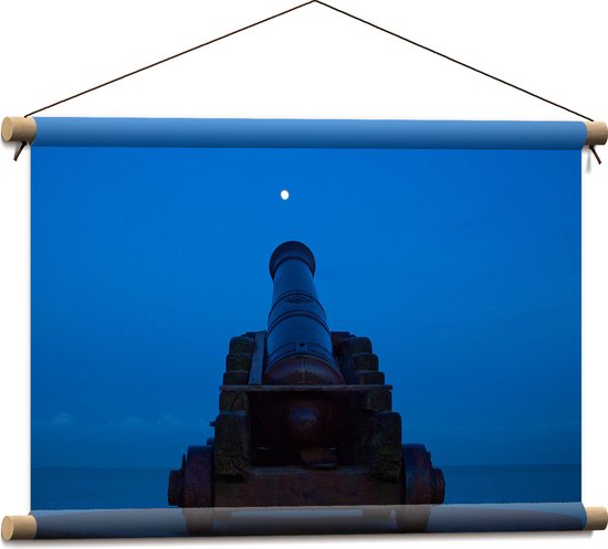 WallClassics - Textielposter - Kanon bij Blauwe Lucht - 60x40 cm Foto op Textiel