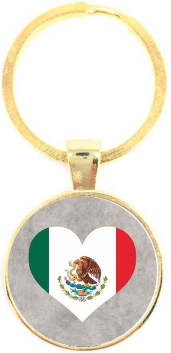 Sleutelhanger Glas - Vlag Mexico